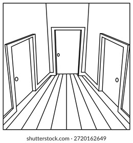 La línea de arte de la elección de la puerta