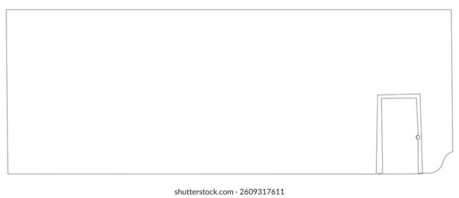 Line Art Door. Home Interior Design Element.  Minimalist Contour. One Continuous Outline Drawn. Doodle Simple Sketch Pen Thin Line Illustration Design. Furniture Shop Card Decoration.