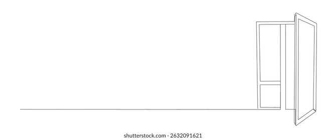 Line Art Door Silhouette. Outline Frame Room Door Symbol Isolated on White. Graphic Home Interior Entrance Element. One Editable Thin Stroke. Sketch Door Contour Frame Border.