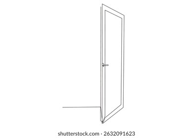 Line Art Door Silhouette. Outline Frame Room Door Symbol Isolated on White. Graphic Home Interior Entrance Element. One Editable Thin Stroke. Sketch Door Contour Frame Border.