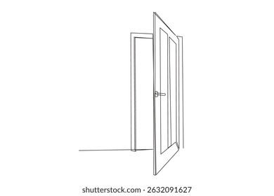 Line Art Door Silhouette. Outline Frame Room Door Symbol Isolated on White. Graphic Home Interior Entrance Element. One Editable Thin Stroke. Sketch Door Contour Frame Border.
