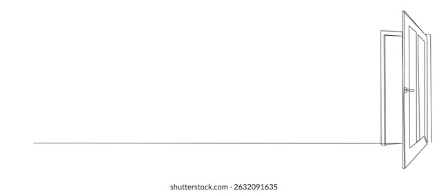 Line Art Door Silhouette. Outline Frame Room Door Symbol Isolated on White. Graphic Home Interior Entrance Element. One Editable Thin Stroke. Sketch Door Contour Frame Border.