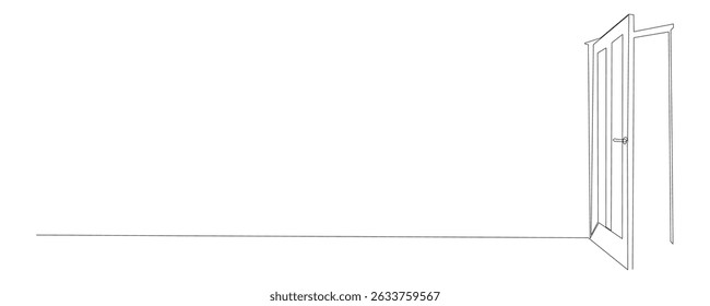 Line Art Door Silhouette. Outline Frame Room Door Symbol Isolated on White. Graphic Home Interior Entrance Element. One Editable Thin Stroke. Sketch Door Contour Frame Border.