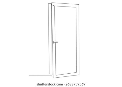 Line Art Door Silhouette. Outline Frame Room Door Symbol Isolated on White. Graphic Home Interior Entrance Element. One Editable Thin Stroke. Sketch Door Contour Frame Border.
