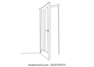 Line Art Door Silhouette. Outline Frame Room Door Symbol Isolated on White. Graphic Home Interior Entrance Element. One Editable Thin Stroke. Sketch Door Contour Frame Border.