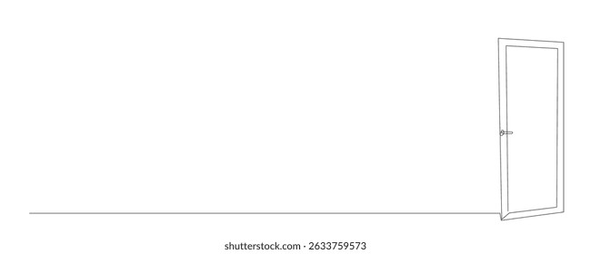 Line Art Door Silhouette. Outline Frame Room Door Symbol Isolated on White. Graphic Home Interior Entrance Element. One Editable Thin Stroke. Sketch Door Contour Frame Border.