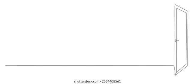 Line Art Door Silhouette. Outline Frame Room Door Symbol Isolated on White. Graphic Home Interior Entrance Element. One Editable Thin Stroke. Sketch Door Contour Frame Border.