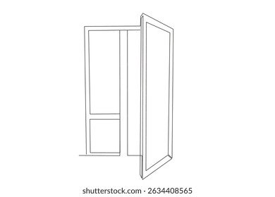 Line Art Door Silhouette. Outline Frame Room Door Symbol Isolated on White. Graphic Home Interior Entrance Element. One Editable Thin Stroke. Sketch Door Contour Frame Border.