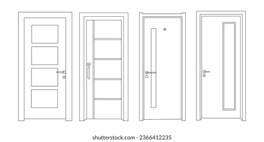 line art door vector icon logo symbol illustration design. Door Line Drawing Images. Set of old door line vector art.
