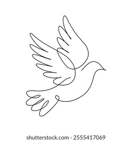 Line art of dove bird vector art illustration