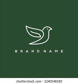 Line art Dove and Leaf Bird Logo Vector