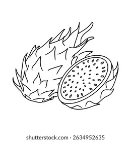 Line art dragon fruit coloring page 