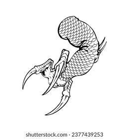 line art dragon hand vector