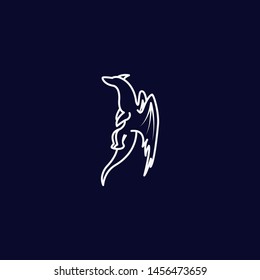 line art dragon logo design