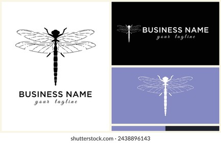 line art dragonfly logo template