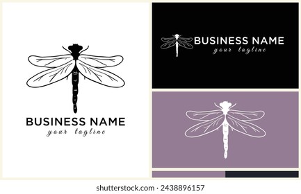 line art dragonfly logo template
