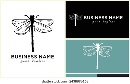 line art dragonfly logo template