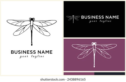 line art dragonfly logo template