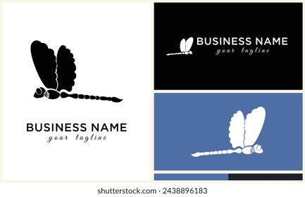 plantilla de logotipo de libélula de arte lineal