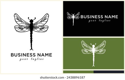 plantilla de logotipo de libélula de arte lineal
