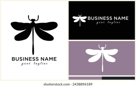 plantilla de logotipo de libélula de arte lineal