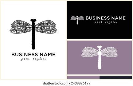 line art dragonfly logo template