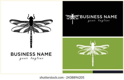 line art dragonfly logo template