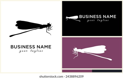 plantilla de logotipo de libélula de arte lineal