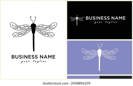 line art dragonfly logo template