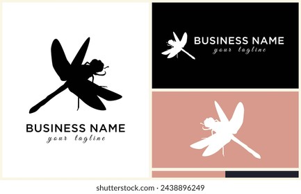 line art dragonfly logo template