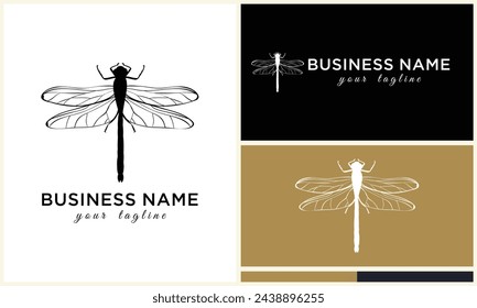 line art dragonfly logo template