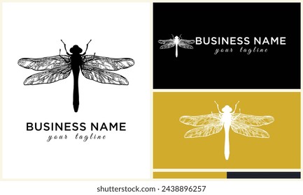 line art dragonfly logo template