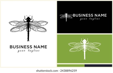 line art dragonfly logo template
