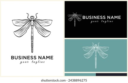 line art dragonfly logo template