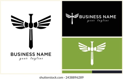 line art dragonfly logo template