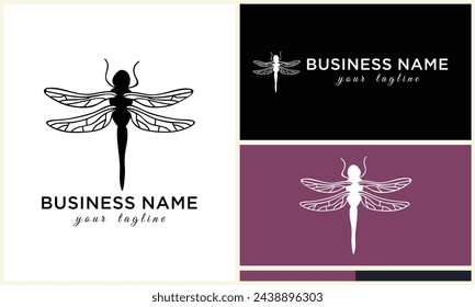 line art dragonfly logo template