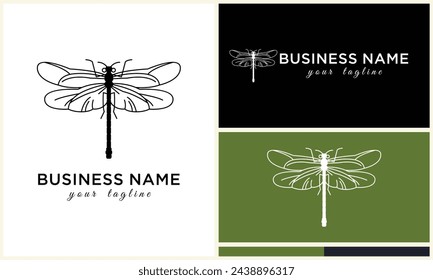line art dragonfly logo template