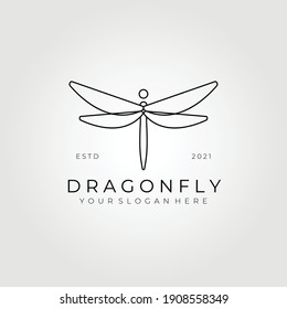 Line art dragonfly logo vector illustration design