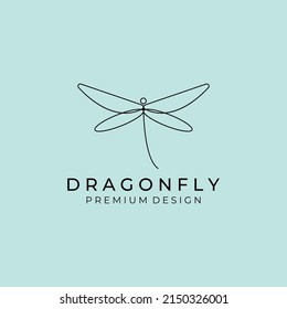 Line art dragonfly logo vector illustration design