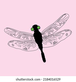 Line art dragonfly vector illustration