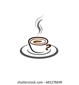 line art draw coffee cup 
