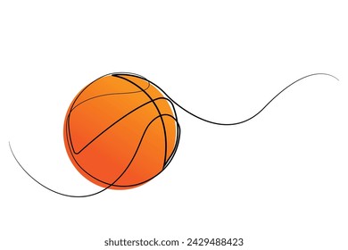 line art drawing of basketball.one line drawing of basketball.basketball line art isolated white background