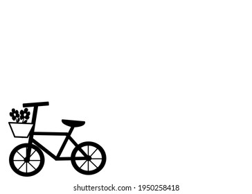 Line art drawing bicycle icon on white background blank space for writing the text