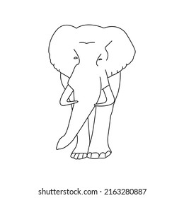 line art drawing of a big elephant with long tusks