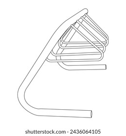 A line art drawing of a bike rack