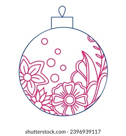 line art drawing of a Christmas ball, toy on the spruce for coloring