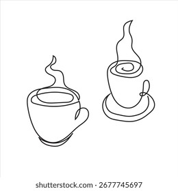 line art drawing of cups