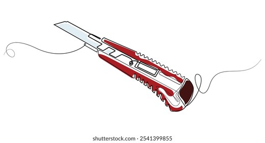 line art drawing of cutter knife.line art of sharp cutter knife.abstract line art vector illustration.isolated white background