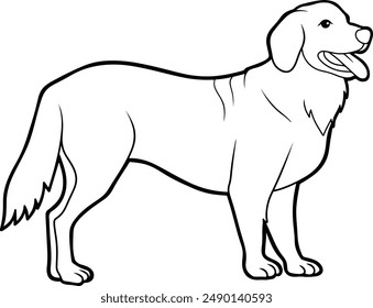 a line art drawing of a dog with cartoon style