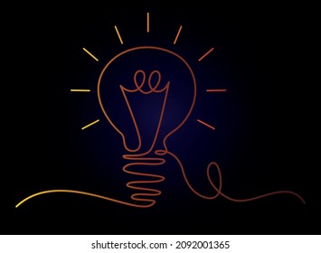 line art drawing. Electric light bulb.  Vector illustration